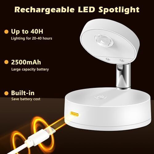 Wiederaufladbarer LED Strahler für Innen, kabelloser RGB Spot Licht mit 2er Pack - Bild 4 von 8