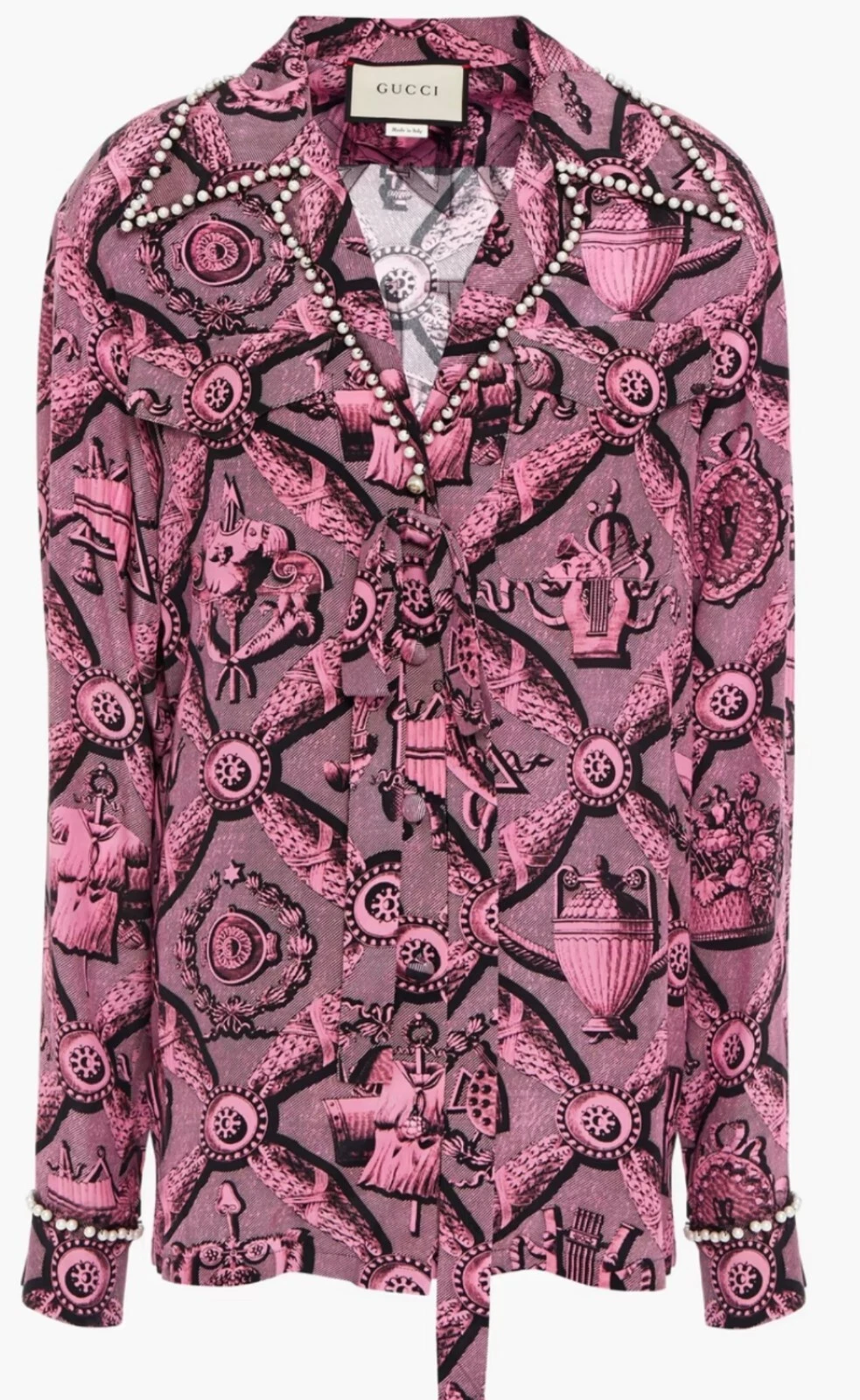 4K Nuova Gucci 2017 Rosa Barbie Logo Perla Giacca 40 42 44 4 6 8 T Shirt Top S M L