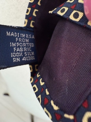 Polo Ralph Lauren Geometric Navy 100% Silk Handmade USA Mens Neck Tie - Picture 5 of 6