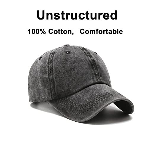Vintage Washed Distressed Cotton Dad Hat Baseball Cap Adjustable 1 Grey - Bild 7 von 7
