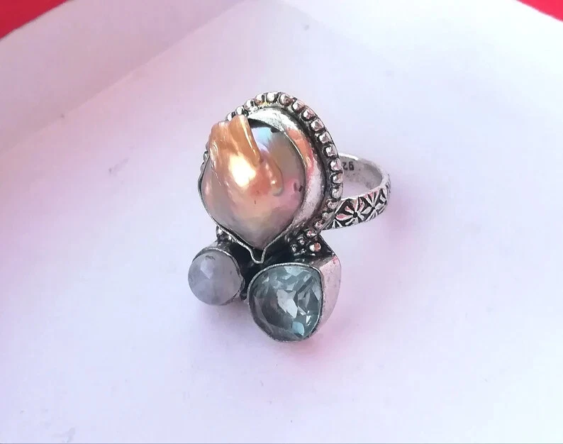 Anello Donne Cristallo Naturale In Argento 925 Placcato Oro Bianco – R570 Taglia 7/8 - 4