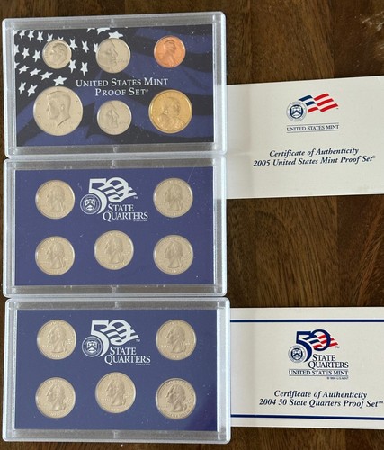1- 2005 us mint 11 coin proof set and 1- 2004 us mint state quarters proof set - Picture 2 of 3