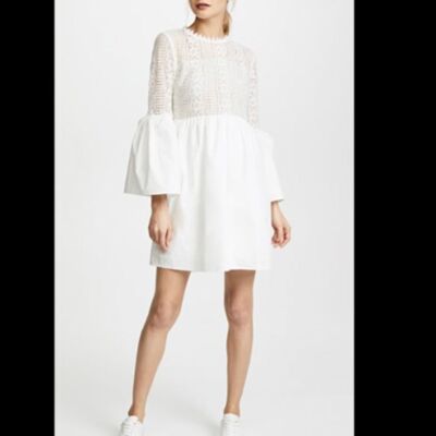 Endless Rose Size Small White Lace Mini Dress Bell SLeeve | eBay