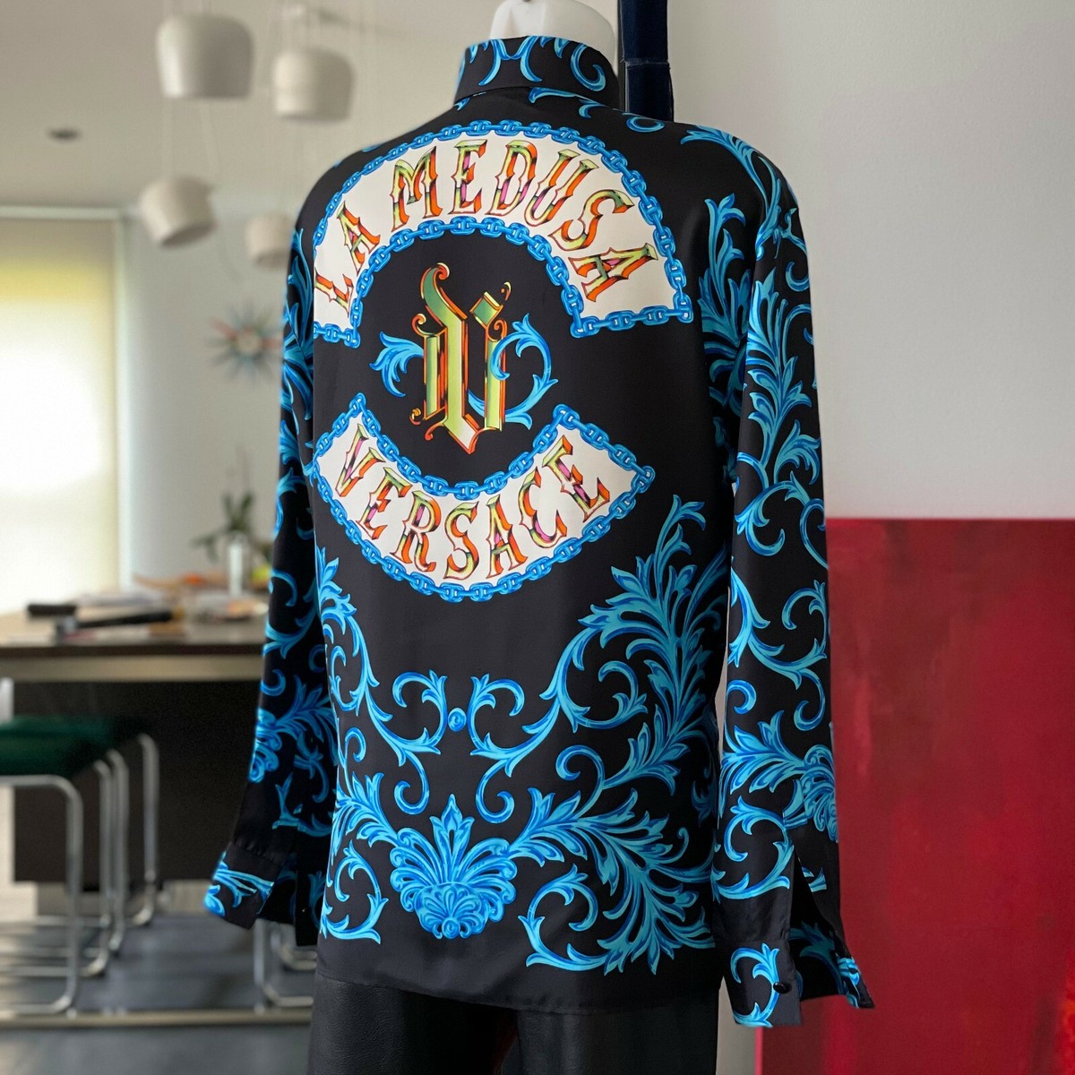 GIANNI VERSACE black silk shirt LA MEDUSA D VERSACE print GIANNI VERSACE black silk shirt LA MEDUSA D VERSACE print