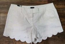 J. Crew White Cotton Linen Shorts with Scalloped Hem Size 8 New With Tags