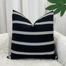 Slow Cow Decorative Stripe Throw Pillow Cover Cushion Cover 26 X 26 Inches Blac
