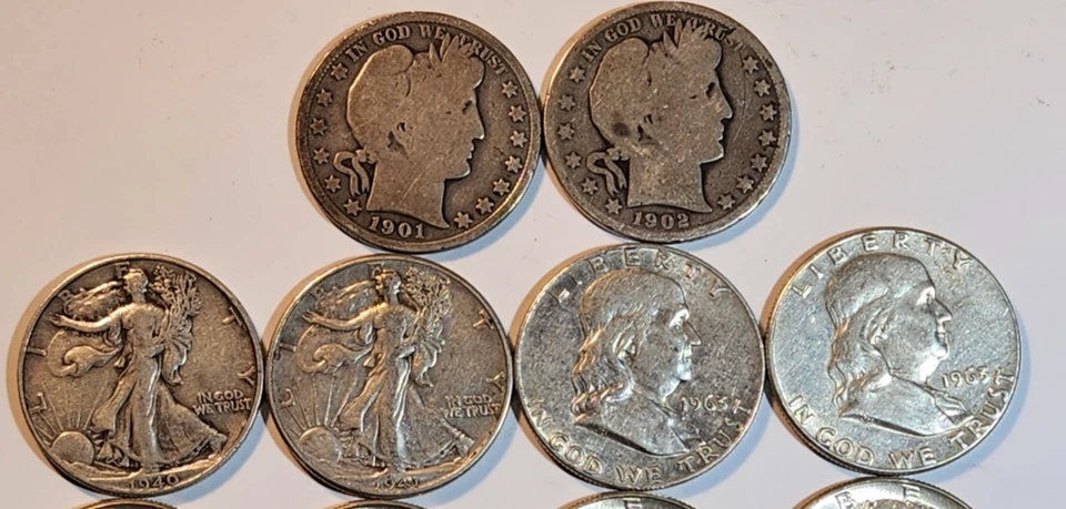 (18FV $4) Medio dólar John F Kennedy Walking Liberty Franklin 40 % 90 % plata (BL1) Foto 3 de 4