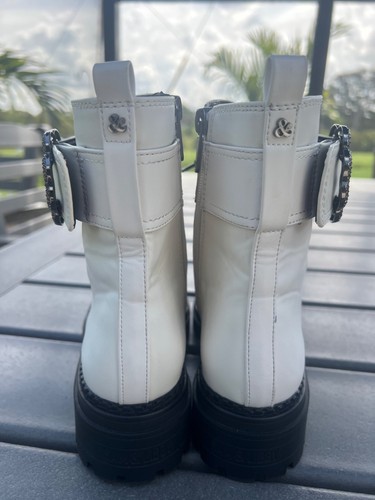 Sam and Libby Samantha weiße Damen-Kampfstiefel mit verzierter Schnalle Größe 7,5 - Bild 6 von 12