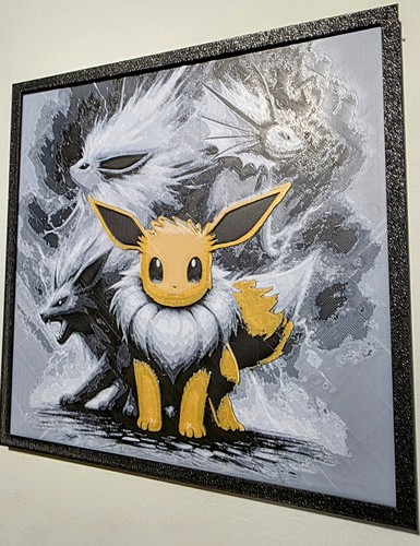 Pokemon Eevee Picture With Frame 8inx8in Hueforge 3D Printed - Picture 2 of 8