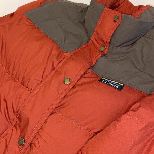 LL Bean Down Fill Puffer Pertex Quantum Jacket Coat Misses Large Orange Gray - Picture 1 of 18