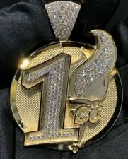 1.60Ct Lab Created Diamond Round Men's Customized Pendant 14K Yellow Gold Plated