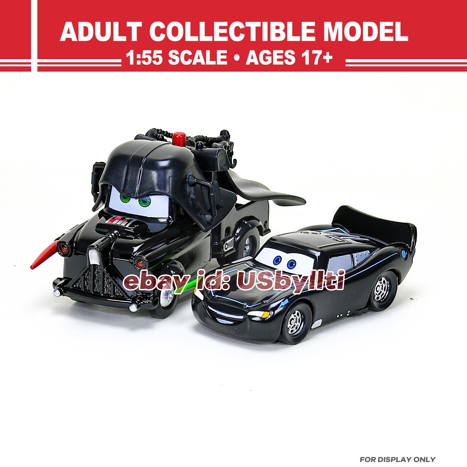 2-PACK Display Model Vehicle Disney Pixar Cars Mater & McQueen 1:55 Diecast Car