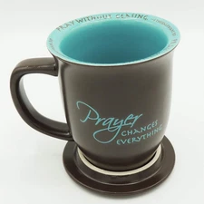 Abbey Gift Prayer Changes Everything Coaster Brown and Blue, 1 Count, Dishwas...