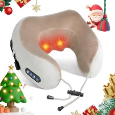 Electric Neck Massager,Portable Heated Kneading Massage Cushion Pillow,Rechar...