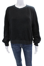 John Elliott Womens Cotton Long Sleeve Knit Crewneck Black Size S