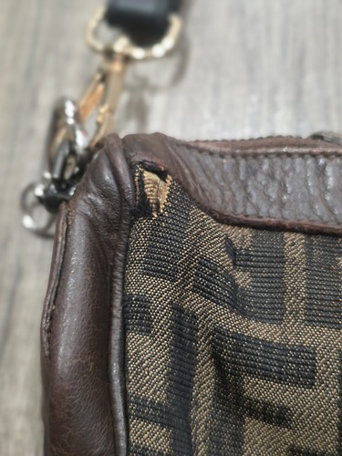 Vintage Fendi SAS Zucca Logo leather Canvas Handbag 80s Designer - Picture 8 of 24