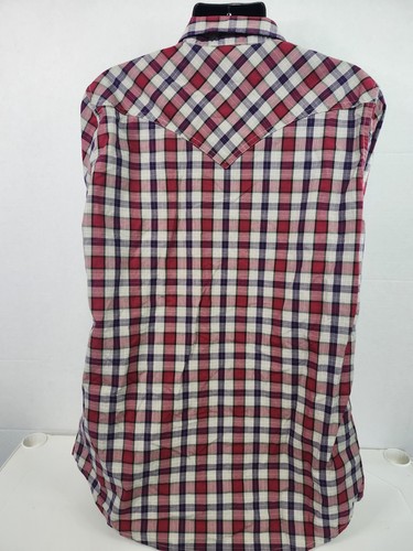Cinch Miller Ranch Westernbluse Damen Größe Large Perlen Druckknopf rot lila kariert - Bild 4 von 9