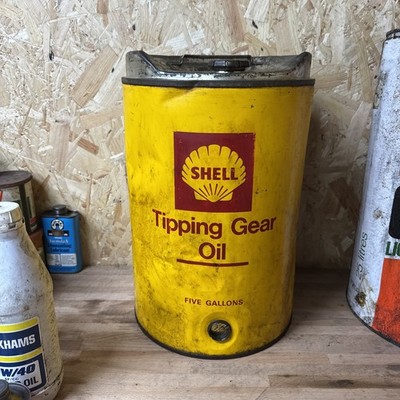 VINTAGE SHELL KIPPGETRIEBEÖL - 5 Gallonen rundes Ölfass 