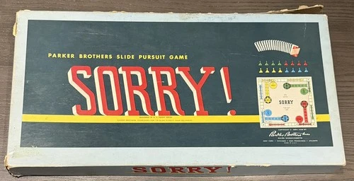 ORIGINAL Vintage 1950's Parker Brothers Sorry! Board Game - Complete!!!
