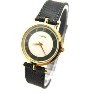 Montre Gucci Sherry Line homme 30 mm quartz vintage fabrication suisse blanche verte ronde