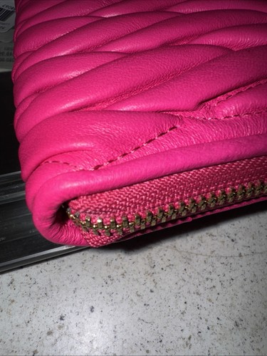 Neu AKKORDEON REISSVERSCHLUSS GELDBÖRSE AUS GERAFFTEM LEDER COACH 52351 Pink Ruby - Bild 14 von 16