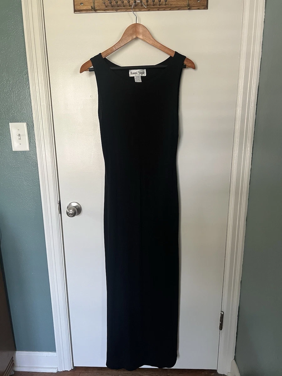ronni nicole maxi dress Vintage Ronni Nicole Maxi Dress Womens 14 Black Glitter Whimsy Goth Witchy