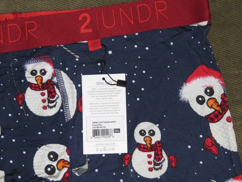 Calzoncillos boxer 2UNDR para hombre Swing Shift talla 2XL muñecos de nieve "FROSTY BALLS" novedad nuevos con etiquetas Foto 2 de 4