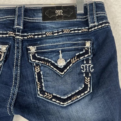 Miss Me Signature Capri Dark Wash JS5014P185 Flap Pocket Women s Size 27