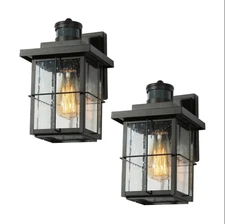 Bioeasdera 10.5"H 1-Light Black Outdoor Wall Light Set of 2