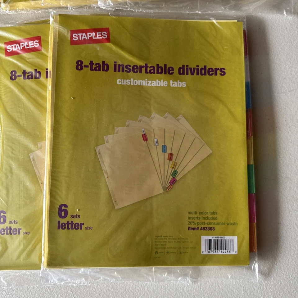 9 paquetes de grapas divisores insertables de 8 pestañas 6 juegos tamaño letra personalizable 493303 Foto 2 de 3