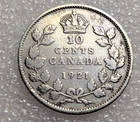 1921 10 Cents Cand 80% Silver King George VI #215