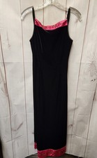 Papell Boutique Evening Women's Size 6 Petite Black & Pink Velour Dress