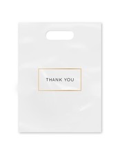 50 Pack Die Cut Thank You Plastic Shopping 1 Count Pack of 50 , White Bag