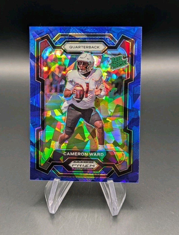 2024 Prizm Draft Picks Cameron Ward Blue Cracked Ice #'d /99 Rated Prospect RC