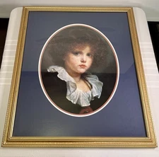 VTG Framed Jean-Baptiste Greuze Portrait Print Young Boy French Classical Art