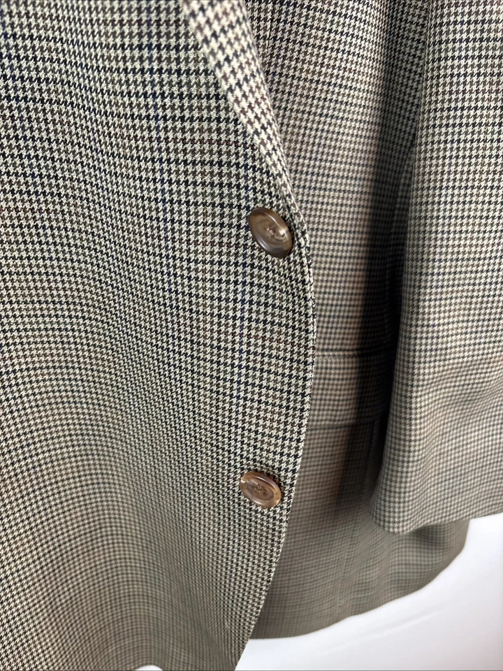 Abrigo Blazer Deportivo Lauren Ralph Lauren 100% Lana Para Hombre 50R Marrón Pata de Gallo Cuadros Foto 2 de 4