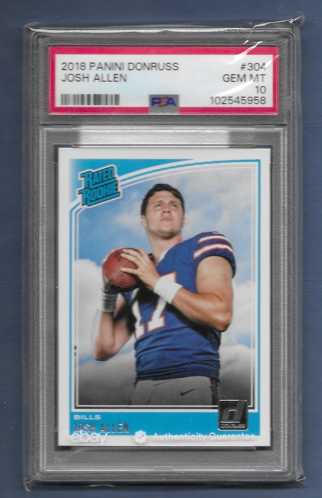 2018 Panini Donruss Josh Allen Rated Rookie #304 PSA 10 view 3