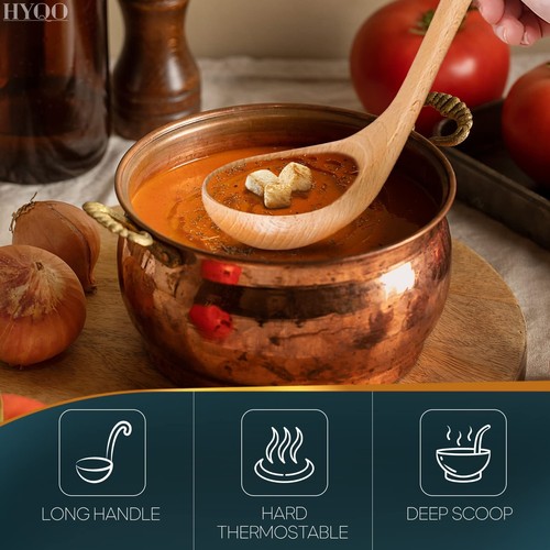 Natural Spoon Classic Wooden Soup-ladle International Bamboo Kitchen dinnerware - Picture 3 of 9