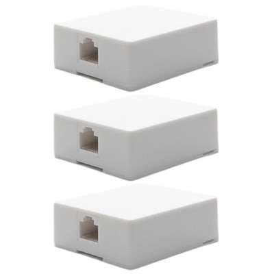 3x 1-Port RJ45 8P8C Network Ethernet Keystone Jack Wall Surface Mount Box White