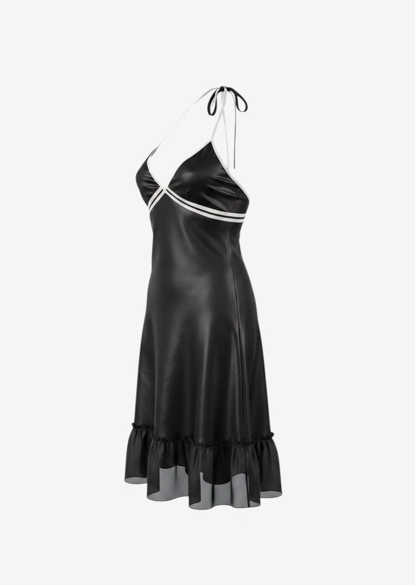Alexander McQueen — 1990ʼs Alexander McQueen Silk / Satin Slip Dress Open Back Trim Ruffle VINTAGE