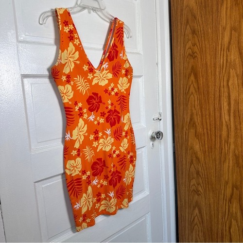 Wild Fable Mini Dress Stretch Cotton Sleeveless V neck Hawaiian Floral Tropical - Picture 9 of 15