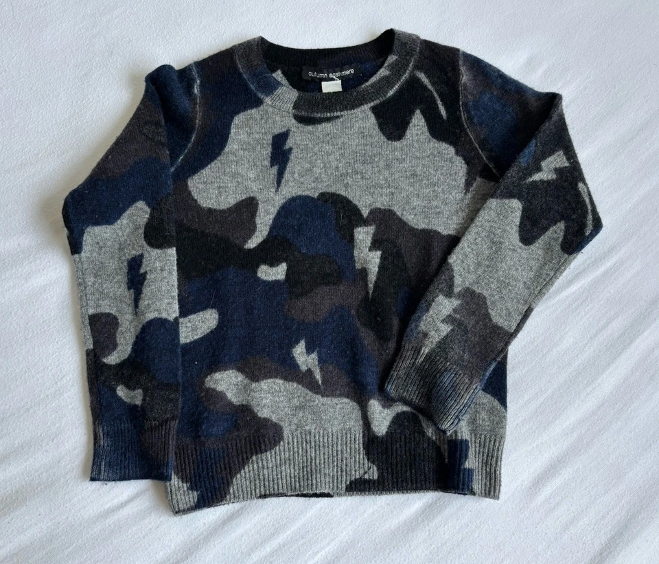 Suéter Otoño Cachemira Manga Larga Mezcla Lana y Cachemira Azul Gris Talla 4-5 Foto 4 de 4