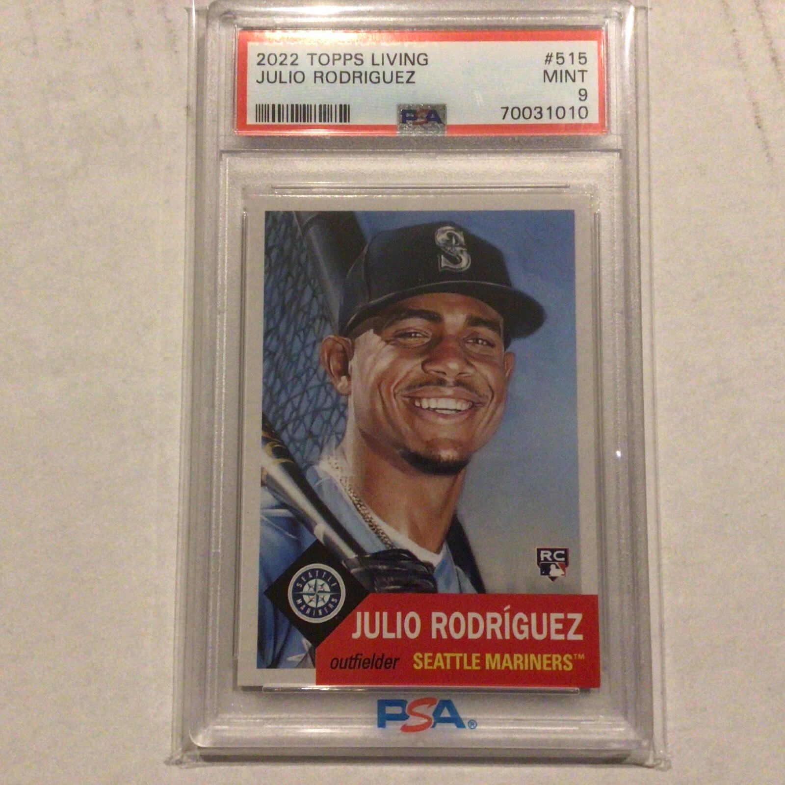 2022 Topps Living JULIO RODRIGUEZ #515 PSA 9 Mint RC Seattle Mariners ** Rookie