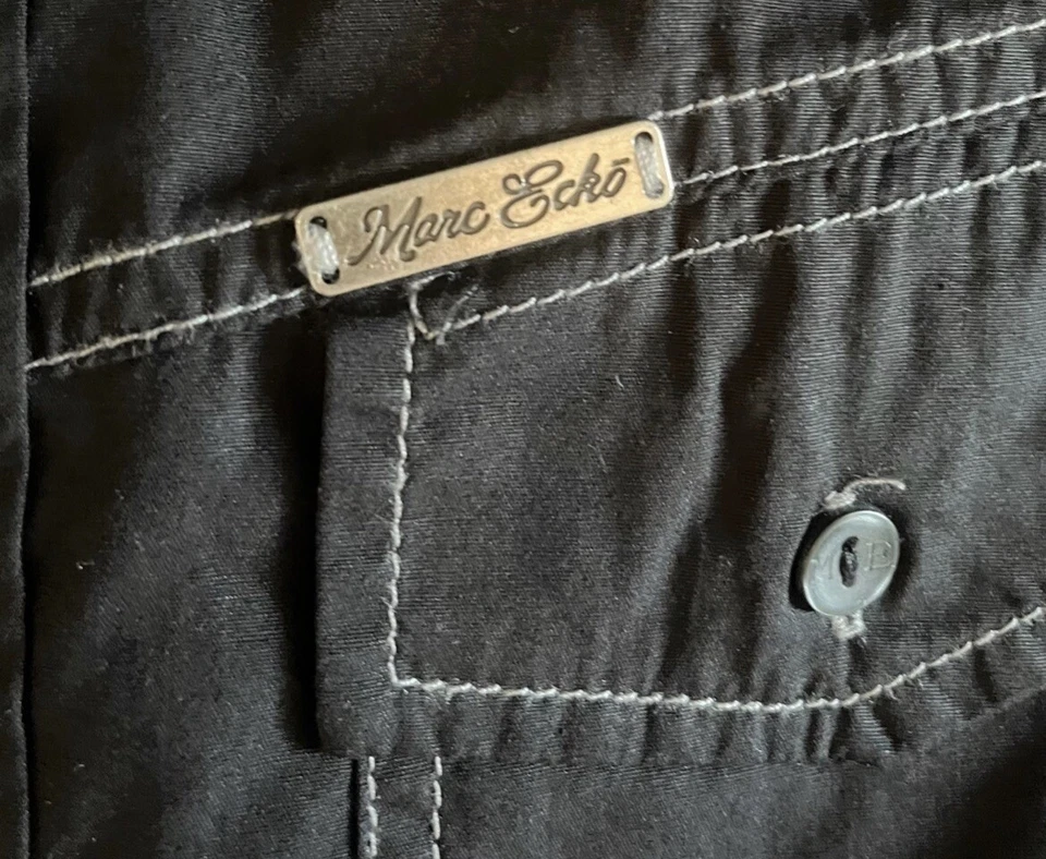 Camisa de vestir para hombre negra Mark Ecko con bolsillos delanteros en el pecho talla L Foto 4 de 4