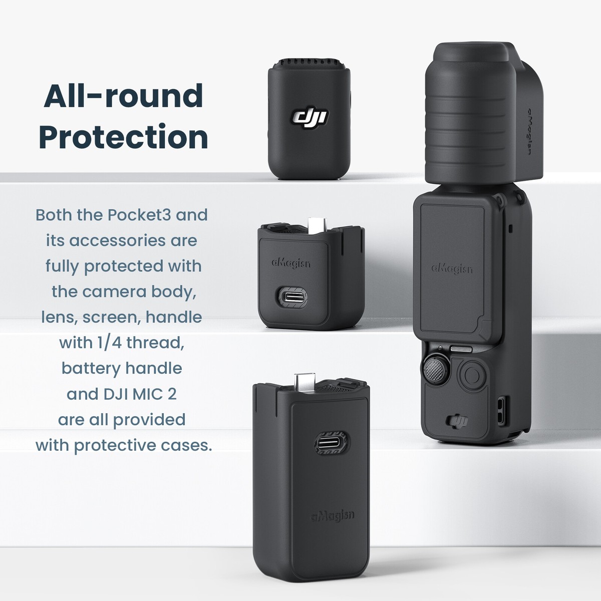 RCstyle Case voor DJI Osmo Pocket 3 met controller wiel accessoires, draagbare harde opslag mount, veilige vinger riem, beschermhoes enz