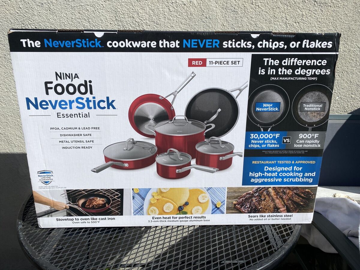 Ninja Foodi NeverStick Essential 11pc Nonstick Cookware Set - Red