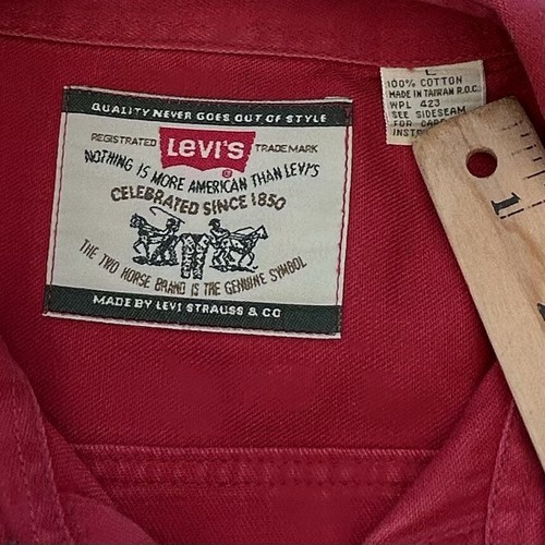 Vintage 90’s Levis Shirt Red Button Up Western Ranch Workwear Size Men’s Large - Picture 7 of 7