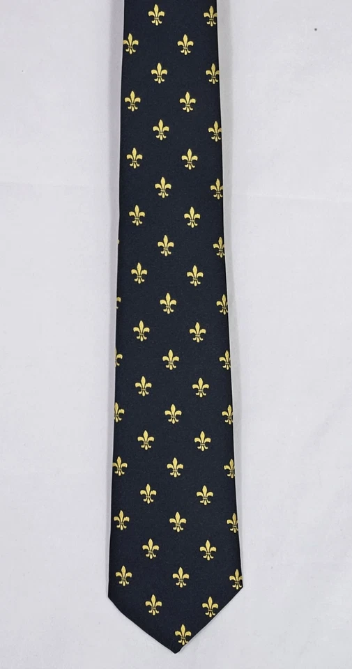 Corbata Fleur De Lis para hombre Mardi Gras moda boda negra y dorada Foto 2 de 4