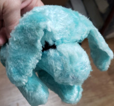Blue Plush Sleeping Dog Stuffed Animal Vintage Easter Gift