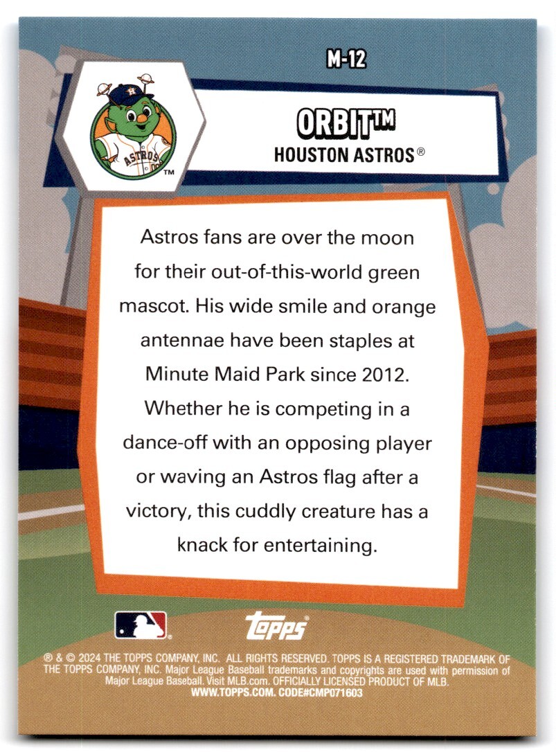 2024 Topps Big League Mascots Orbit Houston Astros #M-12 | eBay
